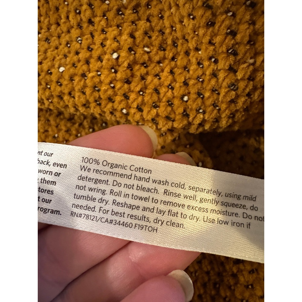 Eileen Fisher Sweater L Mustard Organic Cotton Chenille Oversized Never Worn - Picture 6 of 9